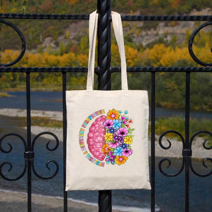 Dyslexia Different Perspective Reading Brain Floral Teacher Canvas Tote Bag, funny design Dyslexia Different Perspective Reading Brain Floral Teacher Canvas Tote Bag, funny design