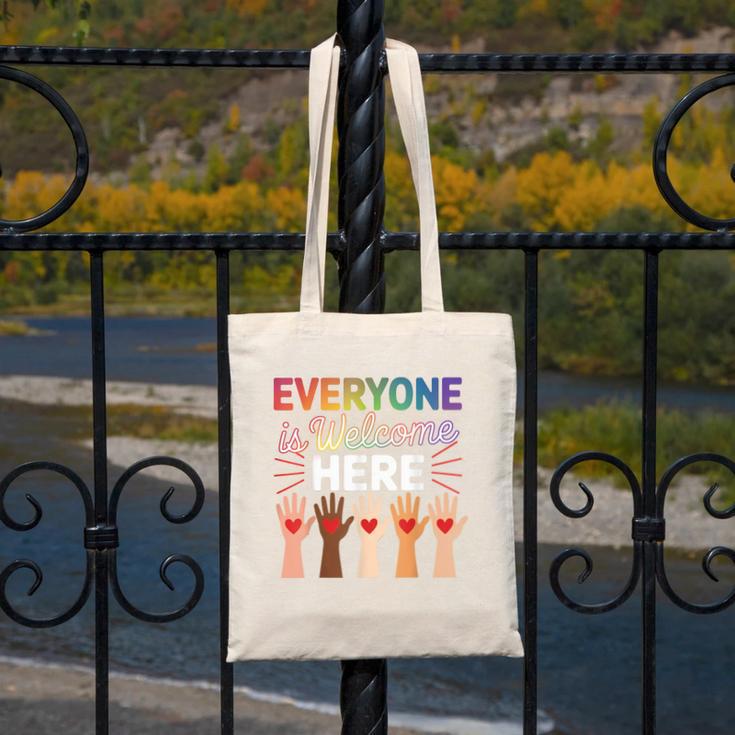 Everyone Is Welcome Here Shirt Teacher Canvas Tote Bag, funny design Everyone Is Welcome Here Shirt Teacher Canvas Tote Bag, funny design