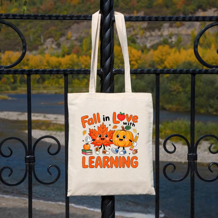 Fall In Love With Learning Thanksgiving Teacher Student Kids Canvas Tote Bag, funny design Fall In Love With Learning Thanksgiving Teacher Student Kids Canvas Tote Bag, funny design