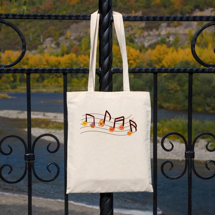 Fall Music Teacher Halloween Pumpkin Music Note Fall Teacher Canvas Tote Bag, funny design
