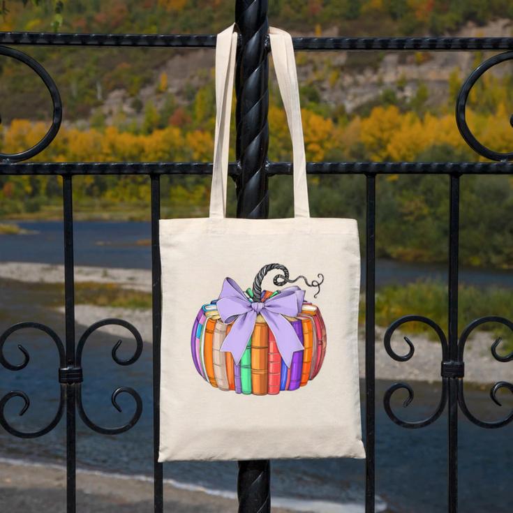 Fall Pumpkin Books Lover Halloween Teacher Teaching Staff Canvas Tote Bag, funny design