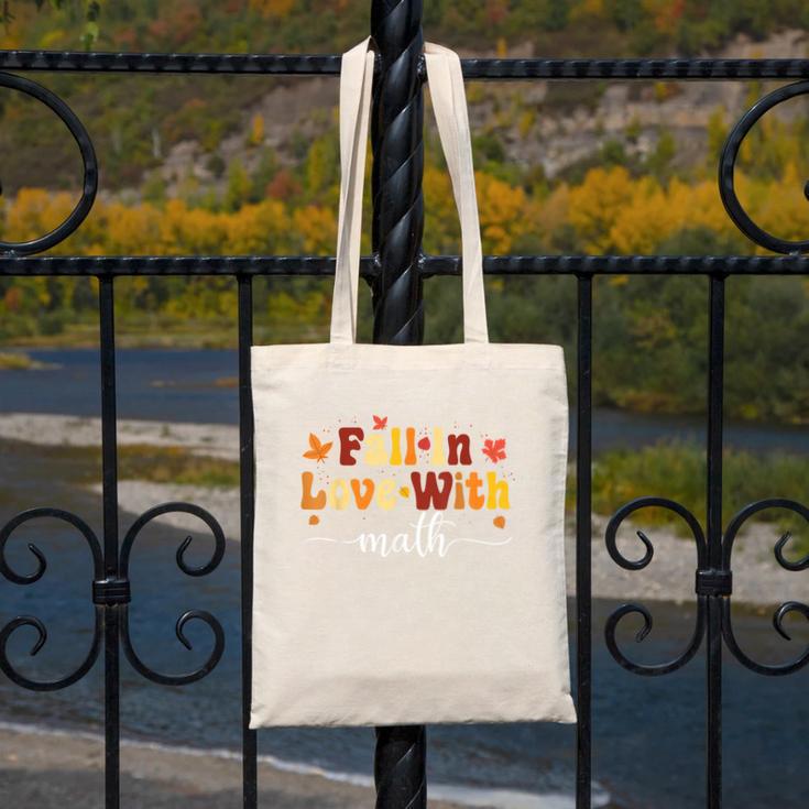 Fall Teacher Fall In Love With Math Math Thanksgiving Canvas Tote Bag, funny design Fall Teacher Fall In Love With Math Math Thanksgiving Canvas Tote Bag, funny design