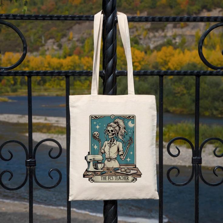 FCS Teacher Skeleton Halloween Family And Consumer Science Canvas Tote Bag, Science Teacher Gifts, funny design