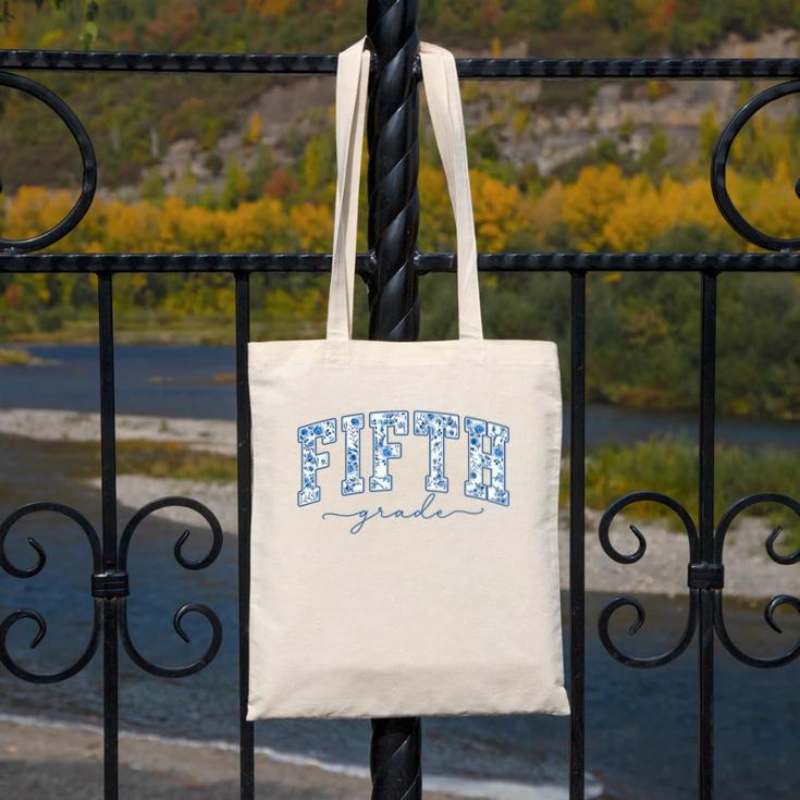Fifth Grade Toile De Jouy Back To School Teachers Kids Canvas Tote Bag, funny design Fifth Grade Toile De Jouy Back To School Teachers Kids Canvas Tote Bag, funny design