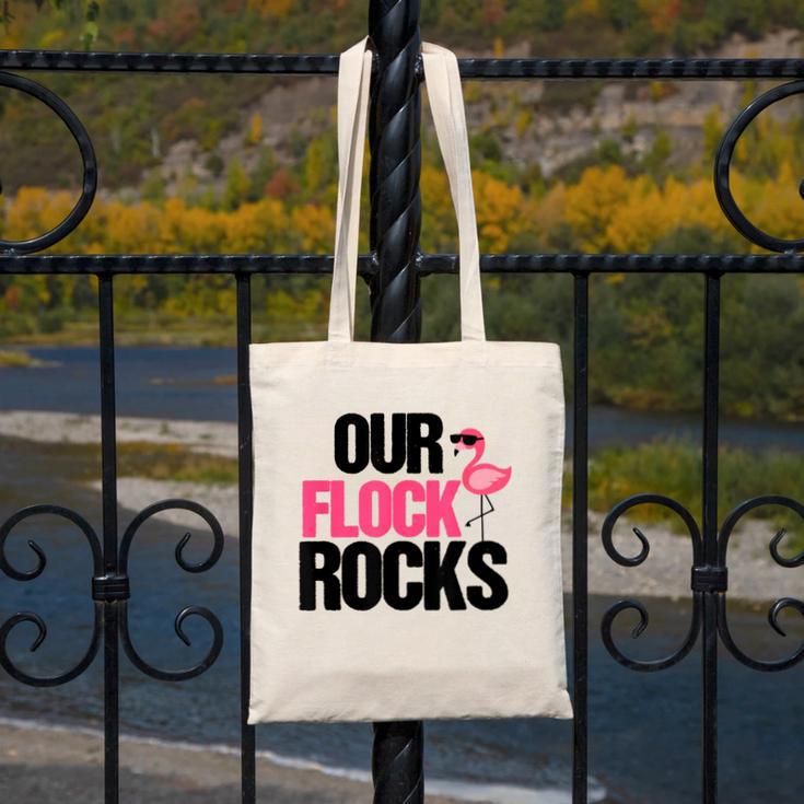 Our Flock Rocks Flamingo Mother's Day Teacher Canvas Tote Bag, funny design Our Flock Rocks Flamingo Mother's Day Teacher Canvas Tote Bag, funny design