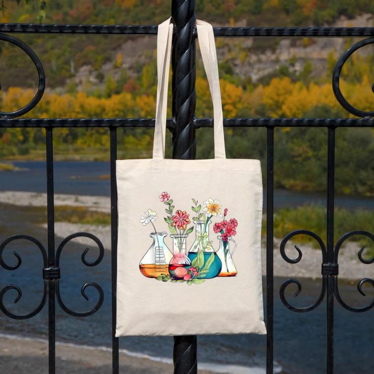 Floral Beakers Chemistry Lab Teacher Canvas Tote Bag, funny design Floral Beakers Chemistry Lab Teacher Canvas Tote Bag, funny design