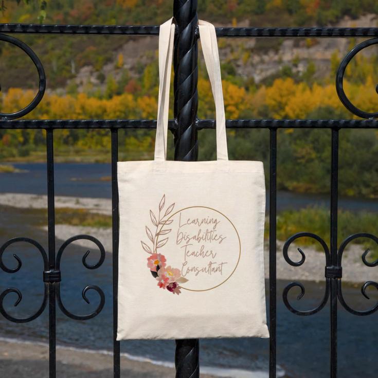 Floral Learning Disabilities Teacher Consultant SPED Teacher Canvas Tote Bag, funny design