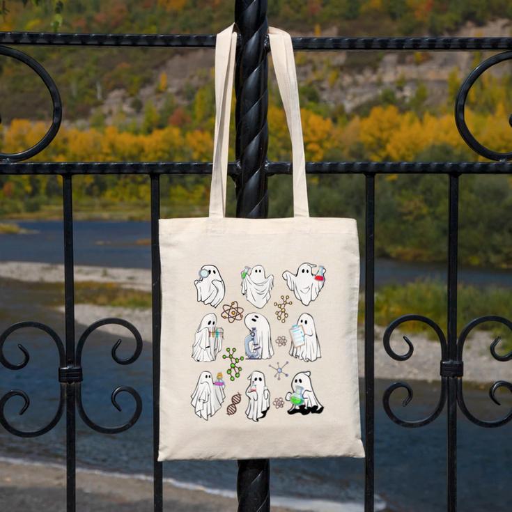 Ghost Science Teacher Chemistry Laboratory Halloween Costume Canvas Tote Bag, Science Teacher Gifts, funny design