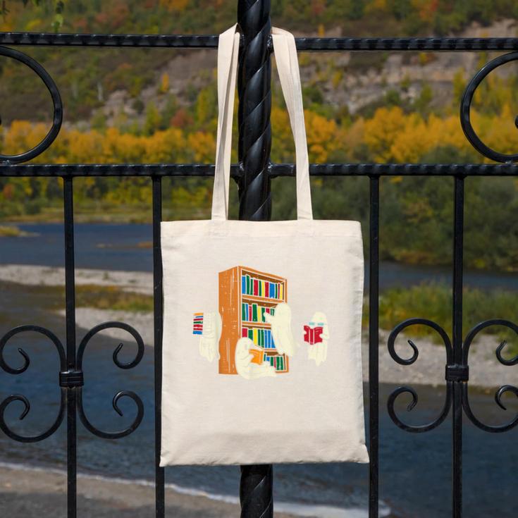 Ghosts Reading Books Teacher Halloween Librarian Boooks Canvas Tote Bag, funny design Ghosts Reading Books Teacher Halloween Librarian Boooks Canvas Tote Bag, funny design