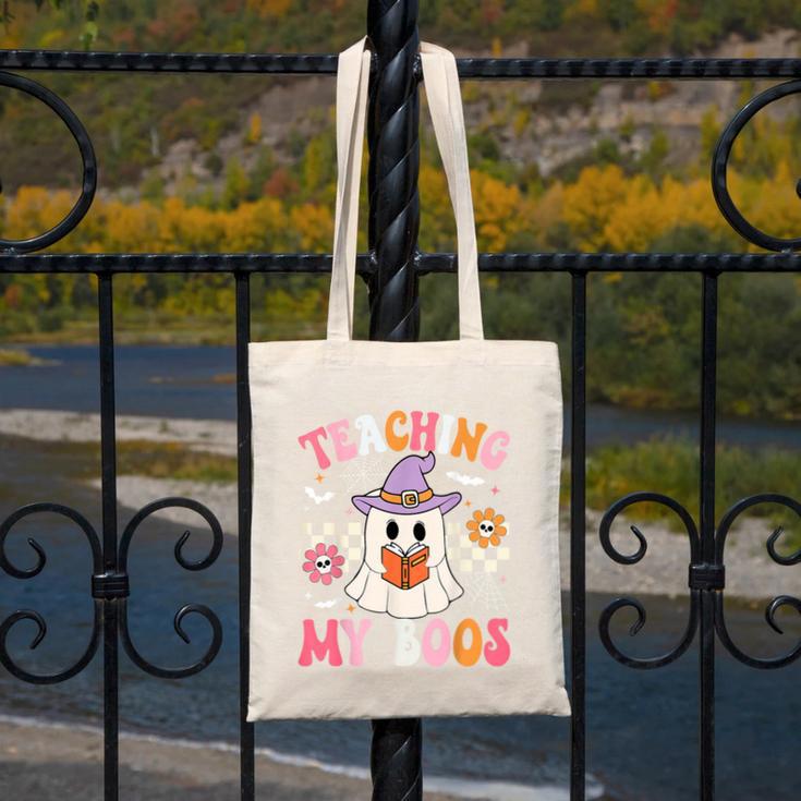 Groovy Teaching My Boos Teacher Ghost Halloween Teacher Canvas Tote Bag, Groovy Teacher Gifts, funny design Groovy Teaching My Boos Teacher Ghost Halloween Teacher Canvas Tote Bag, Groovy Teacher Gifts, funny design