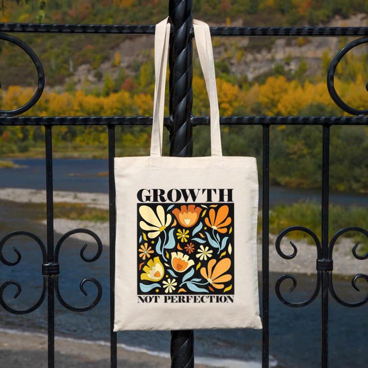Growth Not Perfection Abstract Florals SPED Teacher Canvas Tote Bag, funny design Growth Not Perfection Abstract Florals SPED Teacher Canvas Tote Bag, funny design