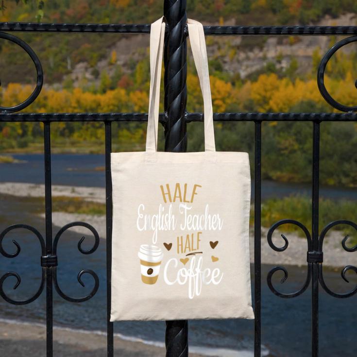 Half Coffee Half English Teacher English Teacher Men Women Canvas Tote Bag, English Teacher Gifts, funny design Half Coffee Half English Teacher English Teacher Men Women Canvas Tote Bag, English Teacher Gifts, funny design