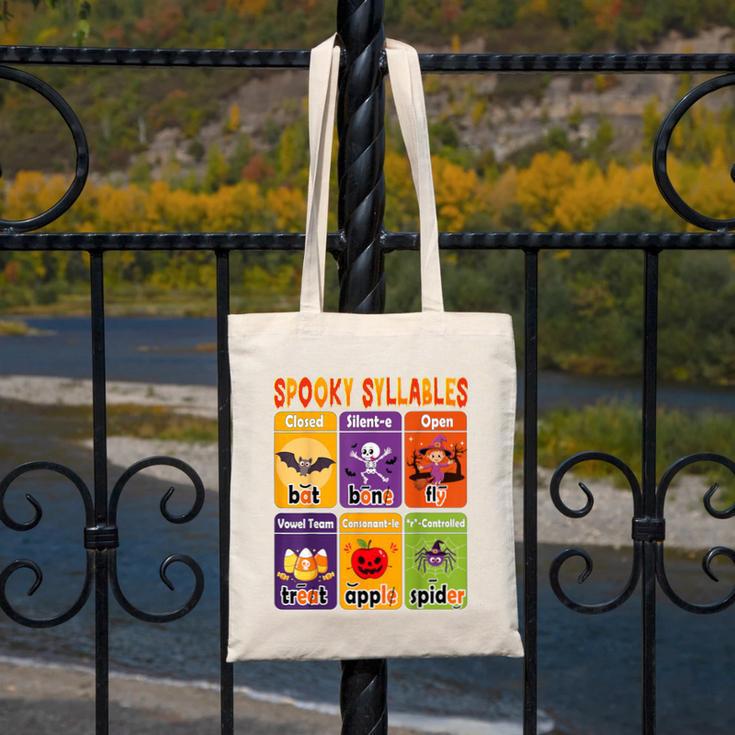 Halloween Spooky Syllable Types Teacher Educational Canvas Tote Bag, funny design Halloween Spooky Syllable Types Teacher Educational Canvas Tote Bag, funny design