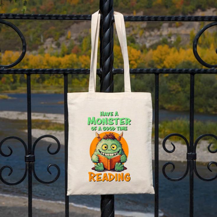 Halloween Teacher Librarian Monster Reading Books Men Women Kids Canvas Tote Bag, funny design
