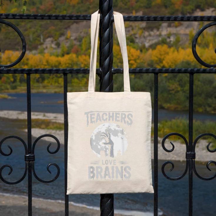 Halloween Teacher Tshirts Zombie Teachers Love Brains Canvas Tote Bag, funny design