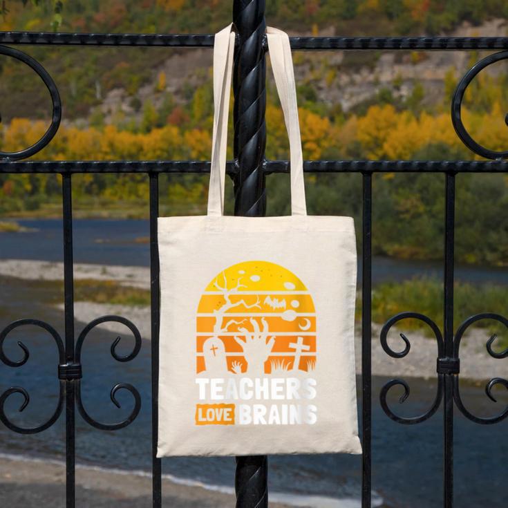 Halloween Teachers Science Math Teachers Love Brains Canvas Tote Bag, Science Teacher Gifts, funny design
