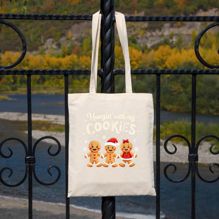 Hangin With My Cookies Gingerbread Christmas Teacher Canvas Tote Bag, funny design Hangin With My Cookies Gingerbread Christmas Teacher Canvas Tote Bag, funny design
