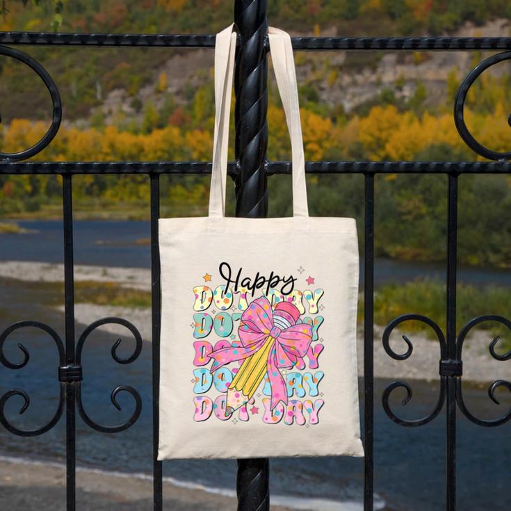 Happy Dot Day 2025 Coquette Bow Teachers Kids Boys Girls Canvas Tote Bag, funny design Happy Dot Day 2025 Coquette Bow Teachers Kids Boys Girls Canvas Tote Bag, funny design
