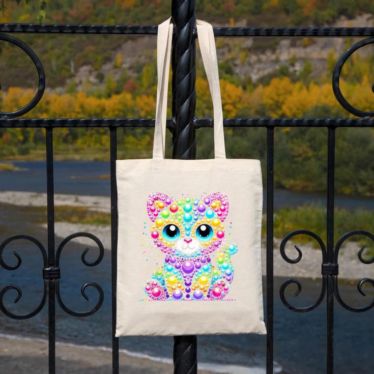 Happy Dot Day Colorful Polka Dot Cat Kitten Teachers Kids Canvas Tote Bag, funny design Happy Dot Day Colorful Polka Dot Cat Kitten Teachers Kids Canvas Tote Bag, funny design