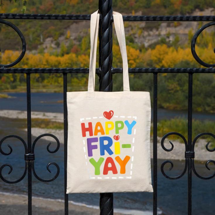 Happy Fri-Yay Teacher Life Weekend Pun Happy Friday Canvas Tote Bag, funny design Happy Fri-Yay Teacher Life Weekend Pun Happy Friday Canvas Tote Bag, funny design