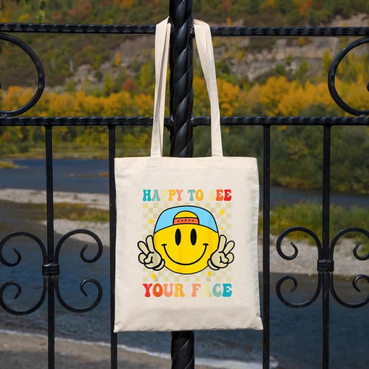 Happy To See Your Face Hippie Smile Back To School Teachers Canvas Tote Bag, funny design Happy To See Your Face Hippie Smile Back To School Teachers Canvas Tote Bag, funny design