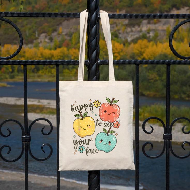Happy To See Your Face Teacher Apple Canvas Tote Bag, funny design Happy To See Your Face Teacher Apple Canvas Tote Bag, funny design
