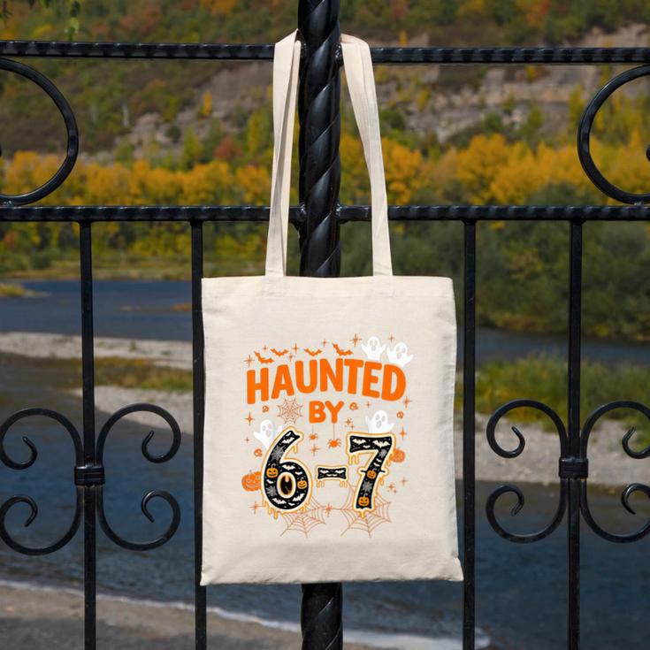 Haunted By 6-7 Halloween Math Teacher Joke Canvas Tote Bag, funny design Haunted By 6-7 Halloween Math Teacher Joke Canvas Tote Bag, funny design