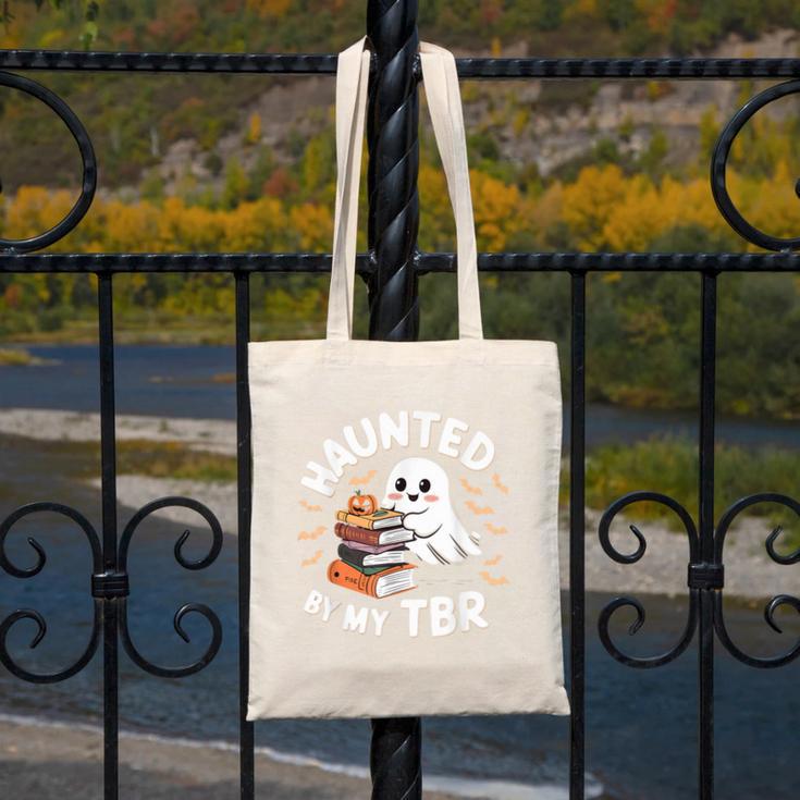 Haunted By My TBR Cute Ghost Book Reading Teacher Halloween Canvas Tote Bag, funny design Haunted By My TBR Cute Ghost Book Reading Teacher Halloween Canvas Tote Bag, funny design