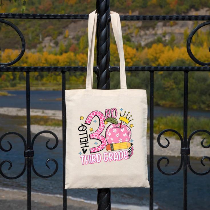 Hello 3rd Third Grade Back To School Pink Leopard Teacher Canvas Tote Bag, funny design Hello 3rd Third Grade Back To School Pink Leopard Teacher Canvas Tote Bag, funny design