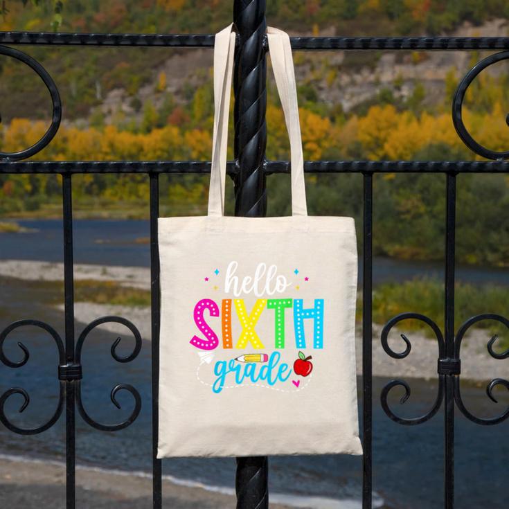 Hello Sixth Grade Cute Back To School 6th Grade Teacher Kids Canvas Tote Bag, funny design