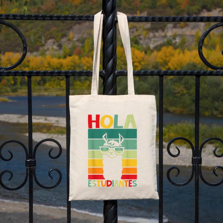 Hola Estudiantes Spanish Teacher Back To School 2025 Canvas Tote Bag, funny design