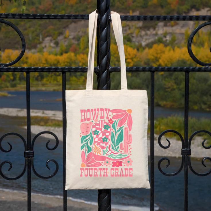 Howdy Fourth Grade Western 4th Grade Teacher Cowboy Cowgirl Canvas Tote Bag, 4th Grade Teacher Gifts, funny design Howdy Fourth Grade Western 4th Grade Teacher Cowboy Cowgirl Canvas Tote Bag, 4th Grade Teacher Gifts, funny design