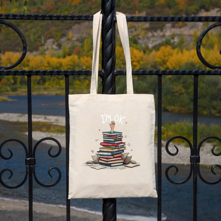 I'm Ok Read Book Reading Nerd Librarian Teacher School Canvas Tote Bag, funny design I'm Ok Read Book Reading Nerd Librarian Teacher School Canvas Tote Bag, funny design