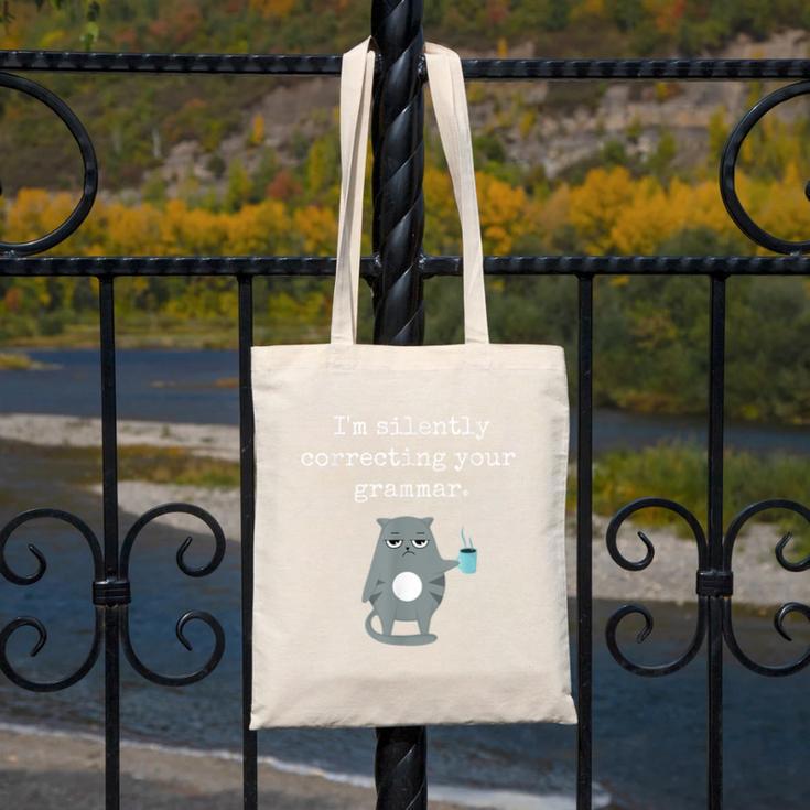 I'm Silently Correcting Your Grammar Sarcastic Teacher For Men Women Kids Canvas Tote Bag, funny design I'm Silently Correcting Your Grammar Sarcastic Teacher For Men Women Kids Canvas Tote Bag, funny design