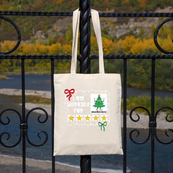 I'm Working For Christmas Break 5 Stars Christmas Teacher Canvas Tote Bag, funny design I'm Working For Christmas Break 5 Stars Christmas Teacher Canvas Tote Bag, funny design