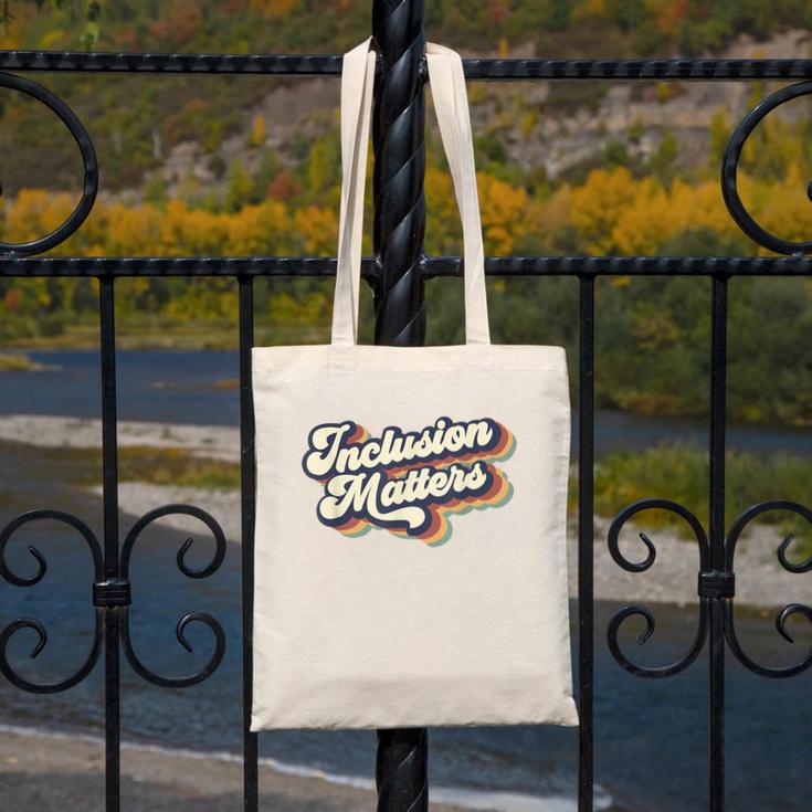 Inclusion Matters Retro Special Education Teacher Women Canvas Tote Bag, funny design Inclusion Matters Retro Special Education Teacher Women Canvas Tote Bag, funny design