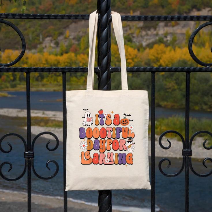 It's A Bootiful Day For Learning Cute Teacher Halloween Canvas Tote Bag, funny design It's A Bootiful Day For Learning Cute Teacher Halloween Canvas Tote Bag, funny design