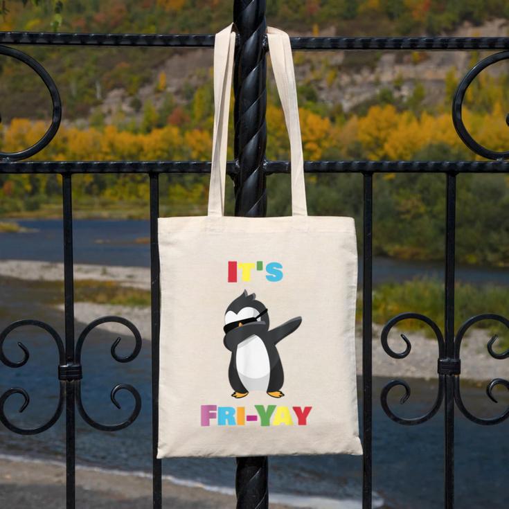 It's Fri-Yay Dabbing Penguin Friday Weekend Teacher Student Canvas Tote Bag, funny design It's Fri-Yay Dabbing Penguin Friday Weekend Teacher Student Canvas Tote Bag, funny design