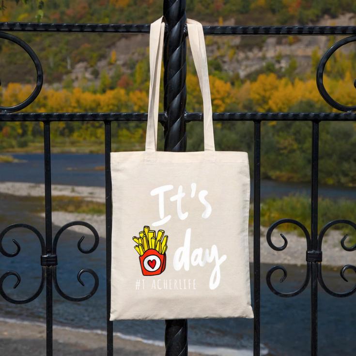 It's Fry Day Teacher Life Canvas Tote Bag, funny design It's Fry Day Teacher Life Canvas Tote Bag, funny design