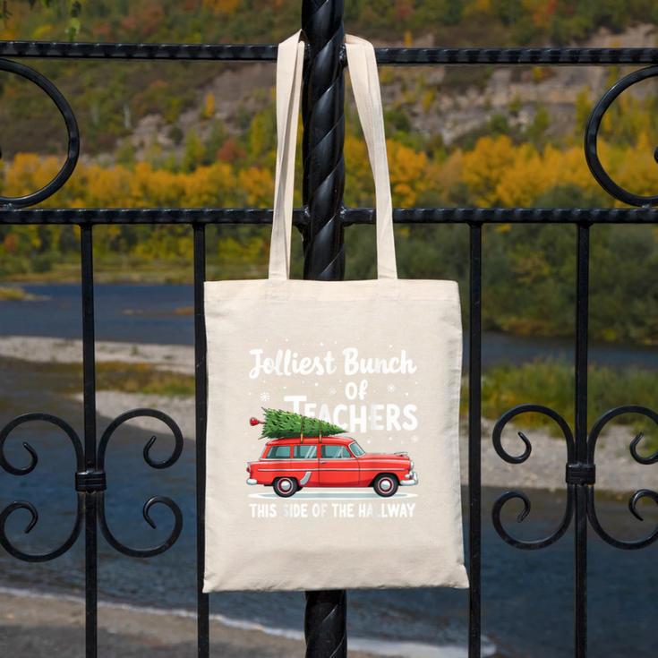 Jolliest Bunch Of Teachers This Side Of The Hallway Xmas PJ Canvas Tote Bag, funny design