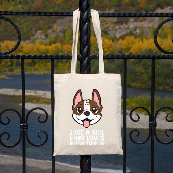 Just a Girl Who Loves Boston Terriers Canvas Tote Bag, funny design