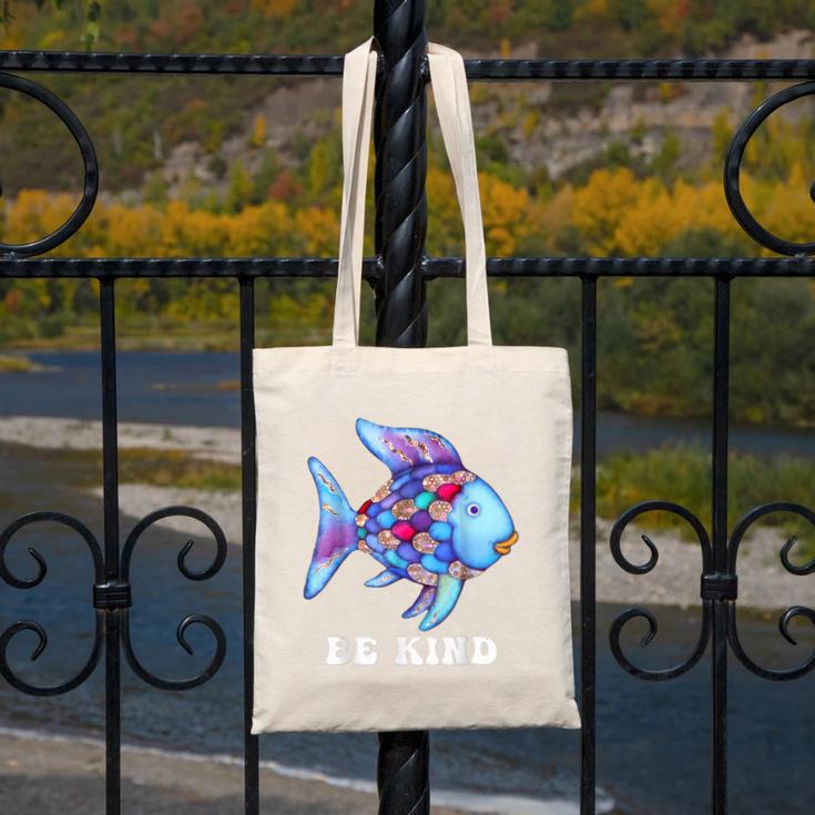 Be Kind Rainbow Fish Teacher Life Teaching Back To School Canvas Tote Bag, funny design Be Kind Rainbow Fish Teacher Life Teaching Back To School Canvas Tote Bag, funny design