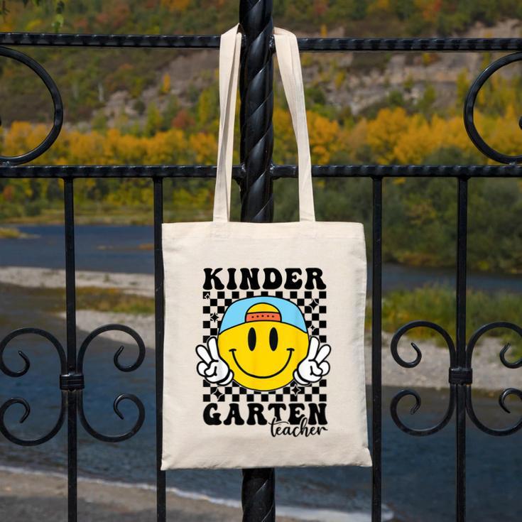 Kindergarten Teacher Hippie Smile Face Back School Canvas Tote Bag, funny design Kindergarten Teacher Hippie Smile Face Back School Canvas Tote Bag, funny design