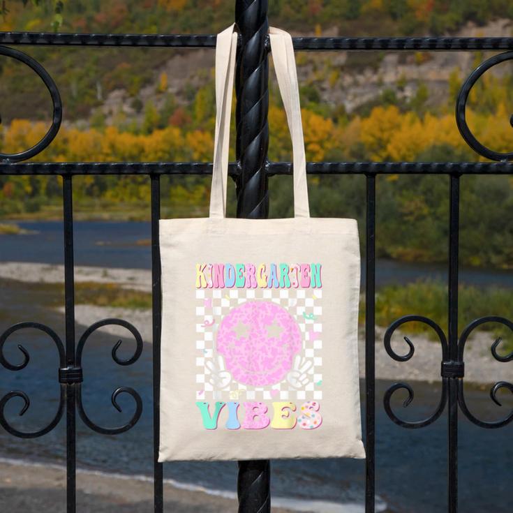 Kindergarten Vibes First Day Of School Kindergarten Teacher Canvas Tote Bag, funny design Kindergarten Vibes First Day Of School Kindergarten Teacher Canvas Tote Bag, funny design