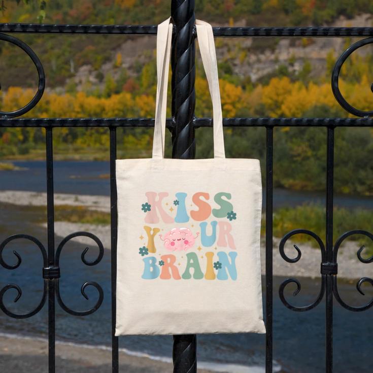 Kiss Your Brain Teacher Inspire Educate Groovy Retro Vintage Canvas Tote Bag, Groovy Teacher Gifts, funny design Kiss Your Brain Teacher Inspire Educate Groovy Retro Vintage Canvas Tote Bag, Groovy Teacher Gifts, funny design