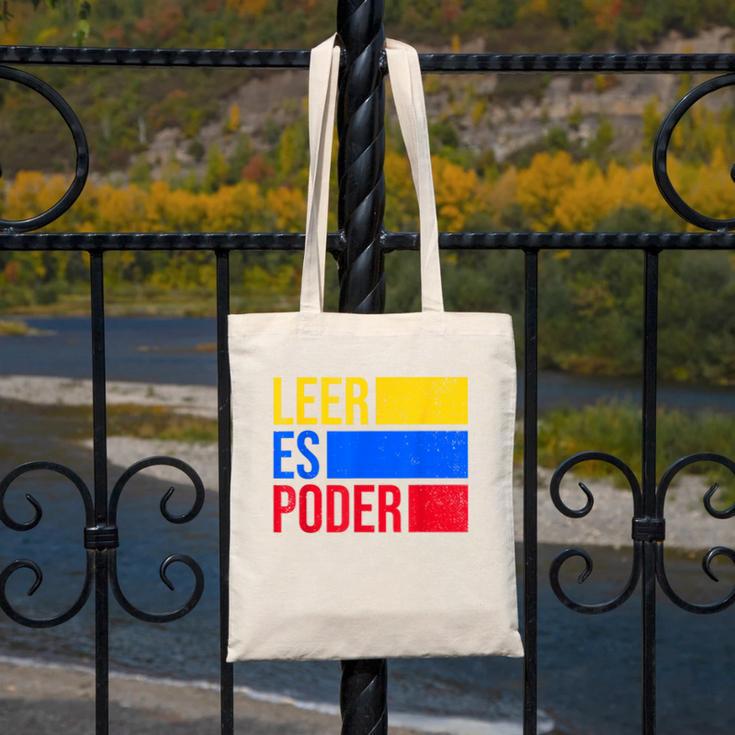 Leer Es Poder Colombian Spanish Teacher Maestra Colombia Canvas Tote Bag, funny design Leer Es Poder Colombian Spanish Teacher Maestra Colombia Canvas Tote Bag, funny design