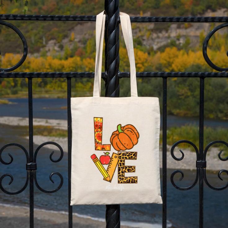 Leopard Pumpkin Love Teacher Life Thanksgiving Fall Women Canvas Tote Bag, funny design Leopard Pumpkin Love Teacher Life Thanksgiving Fall Women Canvas Tote Bag, funny design