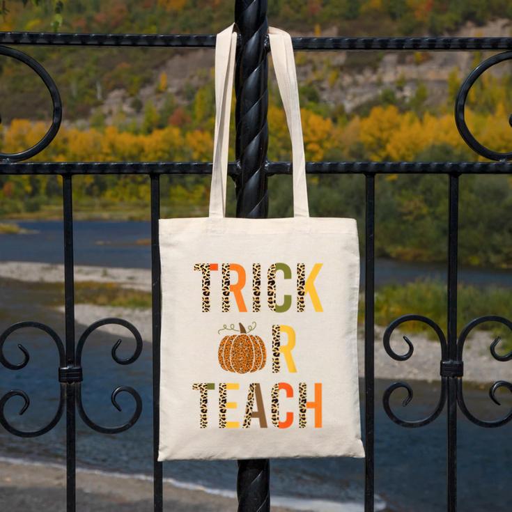 Leopard Trick Or Teach Halloween Teacher Costume Women Canvas Tote Bag, funny design Leopard Trick Or Teach Halloween Teacher Costume Women Canvas Tote Bag, funny design