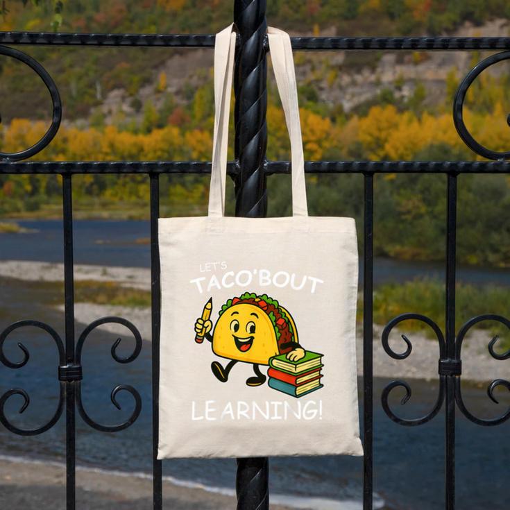 Let's Taco Bout Learning Back To School Teacher Kids Canvas Tote Bag, funny design Let's Taco Bout Learning Back To School Teacher Kids Canvas Tote Bag, funny design