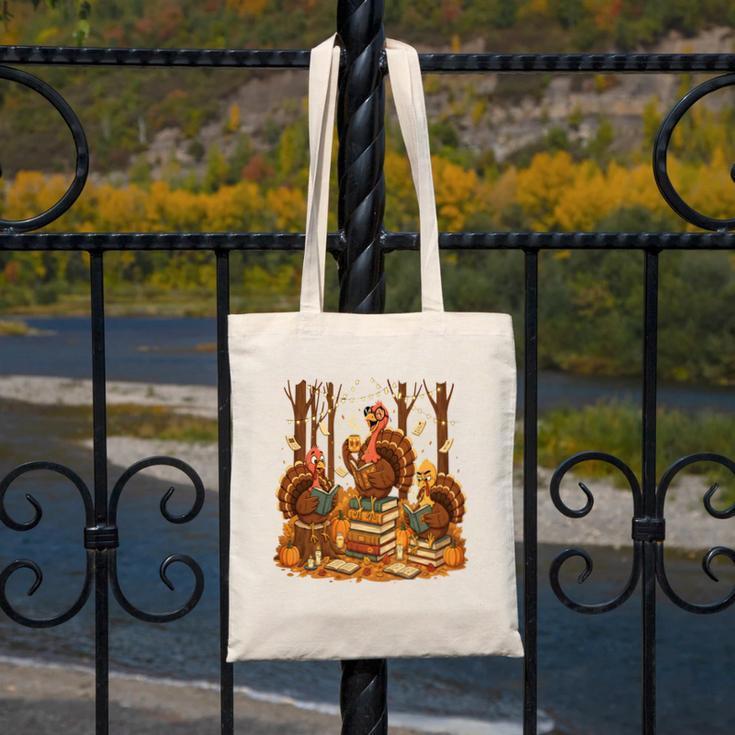 Librarian Turkey Reading Book Fall Thanksgiving Teacher Book Canvas Tote Bag, funny design Librarian Turkey Reading Book Fall Thanksgiving Teacher Book Canvas Tote Bag, funny design